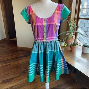 Vintage Ralph Lauren Country Colorful Madras Plaid Cotton Dress